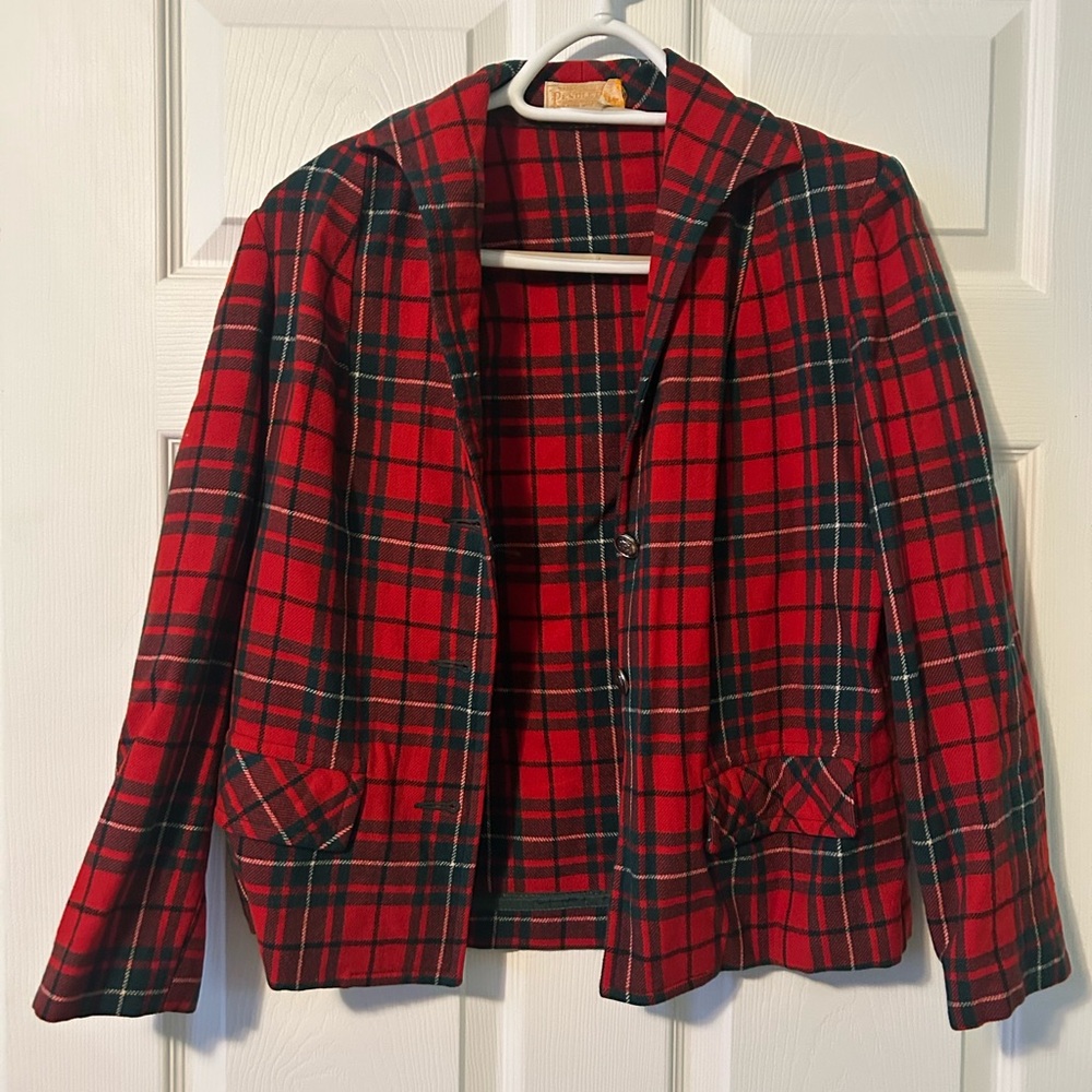 Pendleton Red and Green Plaid Blazer